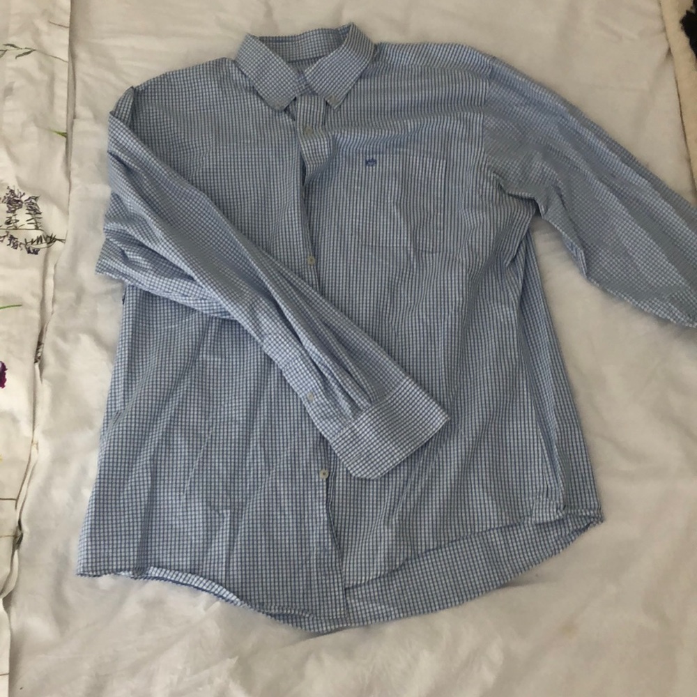 white and blue gingham mens southern tide button down size large